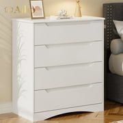 Aiho 4 Drawer Dresser for Bedroom, Tall Wood Dresser with Large Drawer \u0026 Delicate Handles for Closet, Living Room, Hallway - White